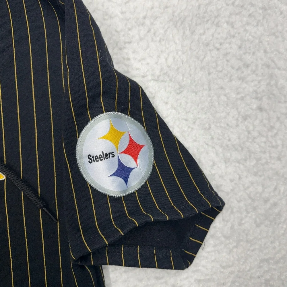 Pittsburgh Steelers Baseball Jersey Style Hoodie Sweater NFL Team Men's‎ Size S